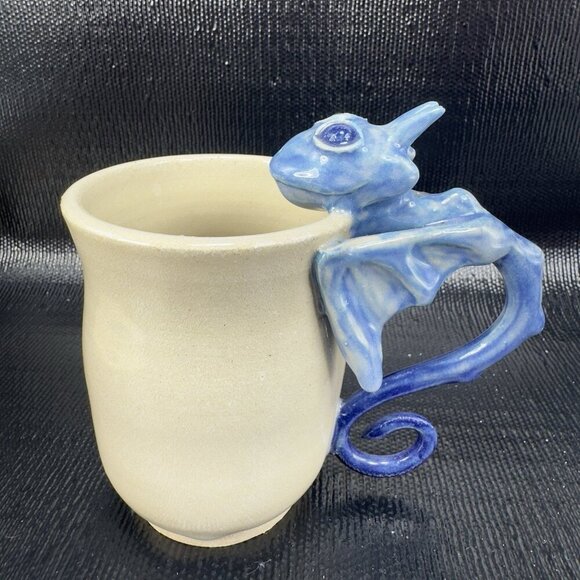 Fired Figments Pottery Coffee Mug Cup Artist Signed Stephanie Krist Large Dragon - Picture 11 of 13